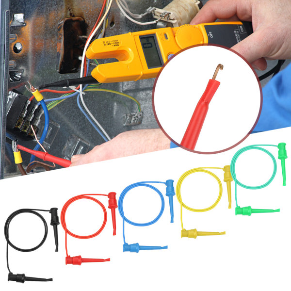 5 st färgglad multimeter elektriskt test Dubbel SMD IC silikon bly testklämma krok