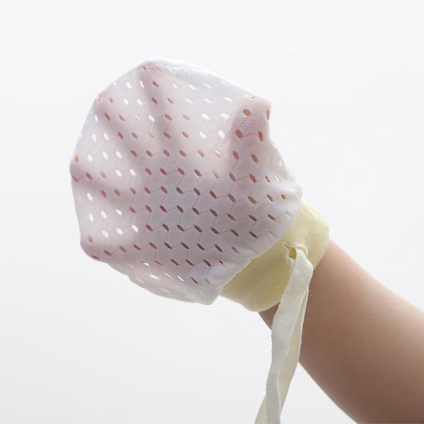 Sett med 6 bomullsbabyhansker uten riper, mesh-hansker, unisex, 0-10 måneder, 3 farger
