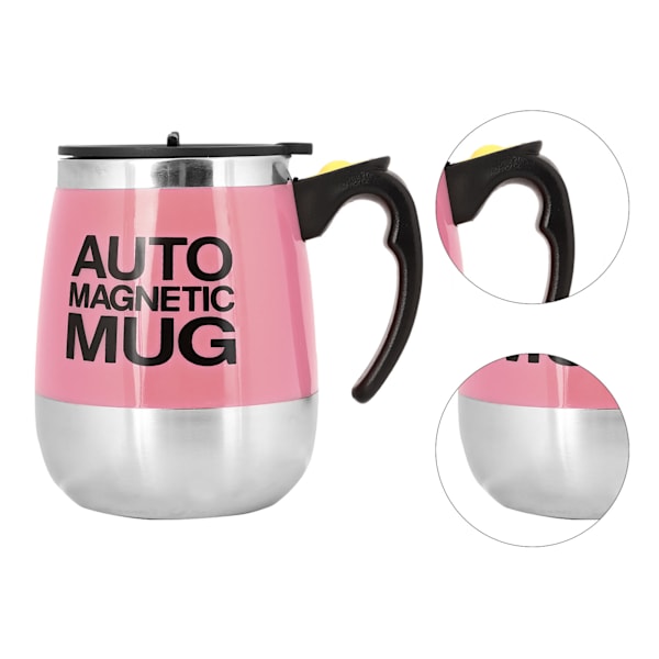 Elektrisk kaffemugg med omrörning, självomrörande magnetisk mugg (rosa)
