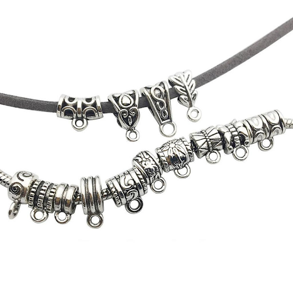 120 st Blandade Tibetanska Silver Bail Pärlor Passar Charm Europeiskt Armband Hänge