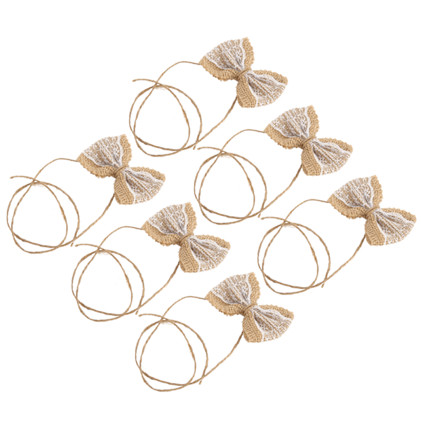 6 st Burlap Båge Lantlig Stil Burlap Spets Båge DIY Jul Fest Bröllop Hem Present Inslagning Dekorationer