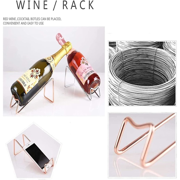 2 stk. Bordplade Metal Vinreoler, Klar til brug Vinreol Organizer Metal Flaske Opbevaring Bordplade Holder til Bar, Vinkælder, Stue, Køkken, Kælder