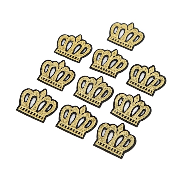 10 stk. kronebroderede patches til at skjule pletter eller skader - gyldne DIY-kroner til tøj, håndtasker, hatte og bukser