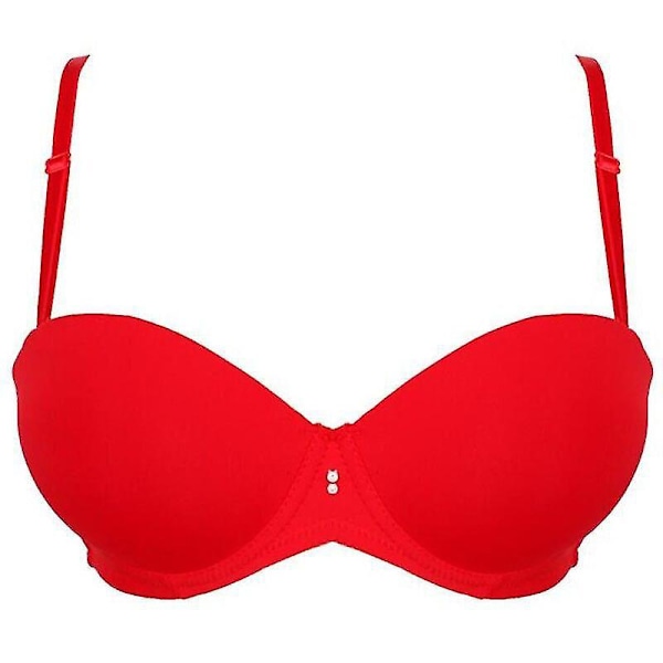 Röd Justerbar Push Up Padded BH för Kvinnor, Tunn Underkläder 70B 75B 80B