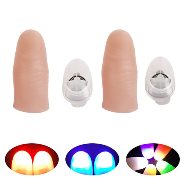 6 stk. Lysende fingertupptriks LED fingerlampe tommelfingerlys fingerprankleketøy