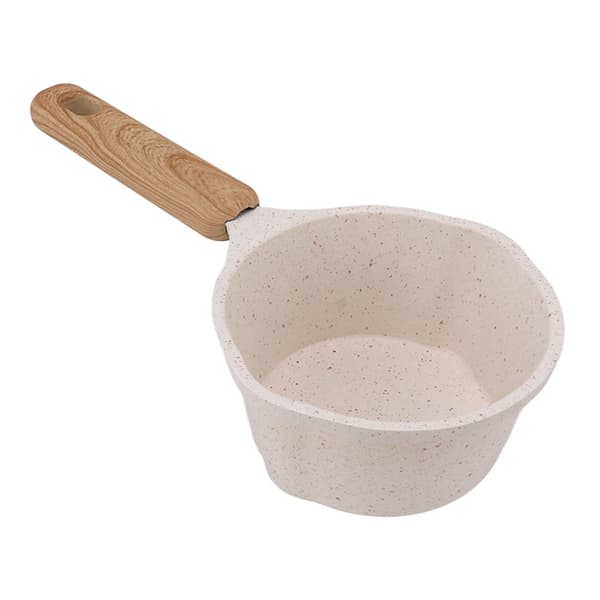 Nonstick Liten Gryte Liten Hvit Sauspanne Flatbunnet Melkegryte Multifunksjonell Kokegryte for Steking