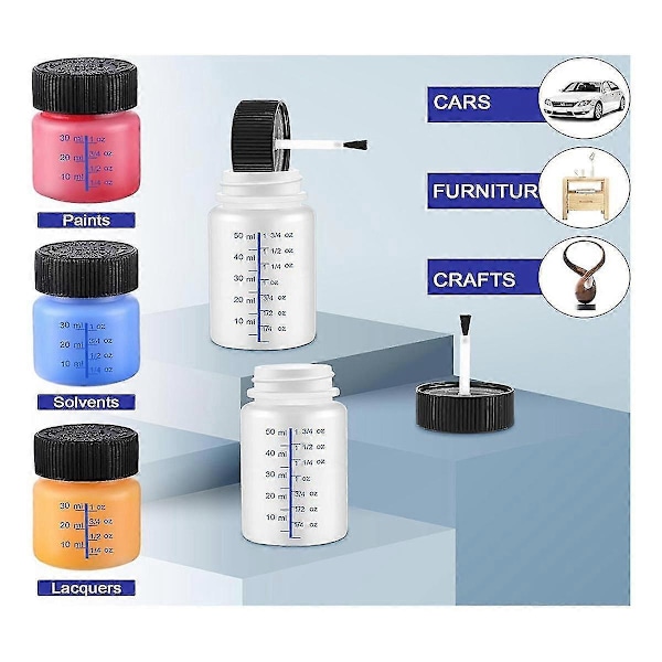 60 stk. Touch Up malingsflasker med applikatorbørste og lokk, 2 Oz og 1 Oz flytende kapasitet, plast