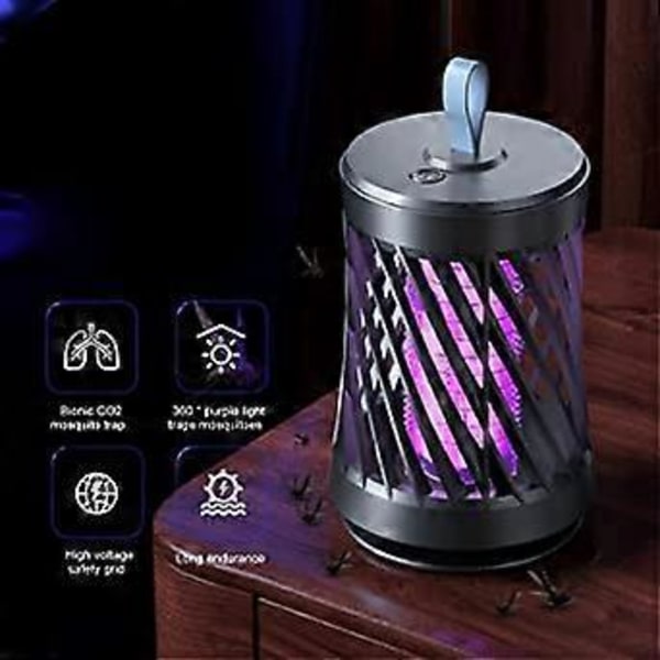 LED-elektroninen hyttyslamppu, 360° sähköinen hyönteispyydys UV-valolla/bionisella houkuttimella, kannettava hajuton USB-lyhty sisätiloihin
