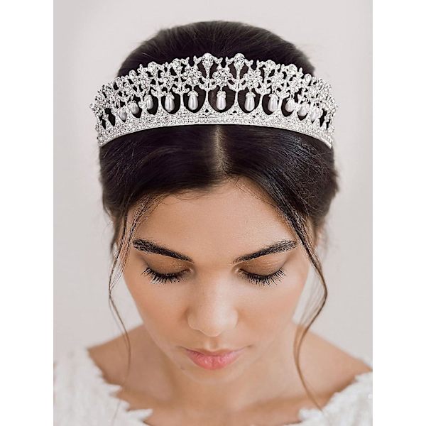 Perle Bryllupskrone til Bruden - Elegant Rhinestone Tilbehør til Fester og Gallaaftener
