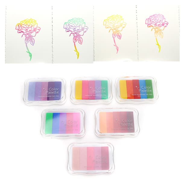 6st Gradient Bläckdyna Giftfri Handtrycksstämpeldyna DIY Handbok Stämpel Bläckdyna