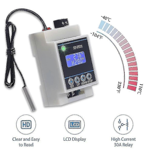 Digital Temperaturkontroller -40-110c - LCD-Display - Termostat
