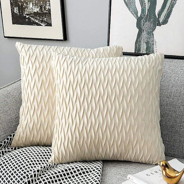 Velour Pudebetræk 45*45cm til Stue Sofa, Sæt med 2 Ensfarvede Firkantede Pudebetræk Soveværelsesdekoration