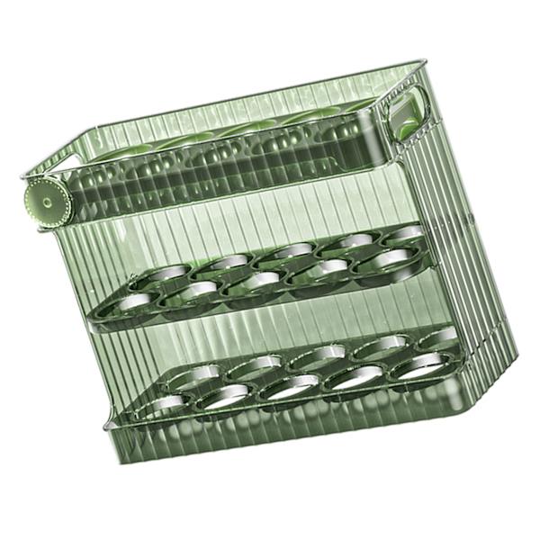 30 Count Flip Fridge Egg Tray Container PET Auto Keep Eggs Fresh Flip Egg Tray Container for Refrigerator Dooor Green