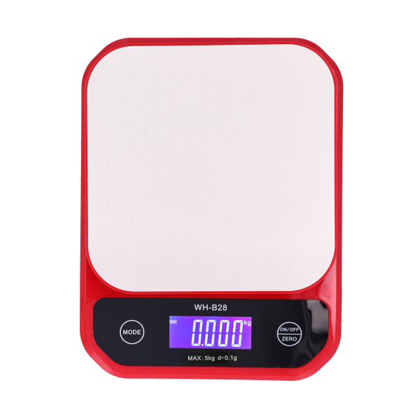 USB-opladningsvægt Vandtæt køkkenbagning madvægt Elektrisk vægt Måling Balance Rød 5 kg/0,1 g