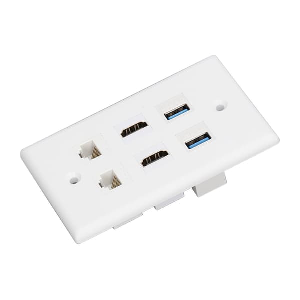6-ports vægplade 2xHD Multimedia Interface 2xCat6 2xUSB3.0 RJ45 Ethernet vægplade til HDTV-projektorcomputer