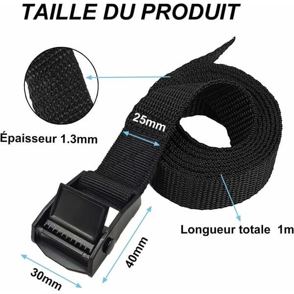 Surrestropper, Spændestropper, Cykelholderstropper - 6 Stykker 2,5 cm x 1 m - Komplet Opgradering - Helt Sort - Varierende Antal og Længde af Stropper