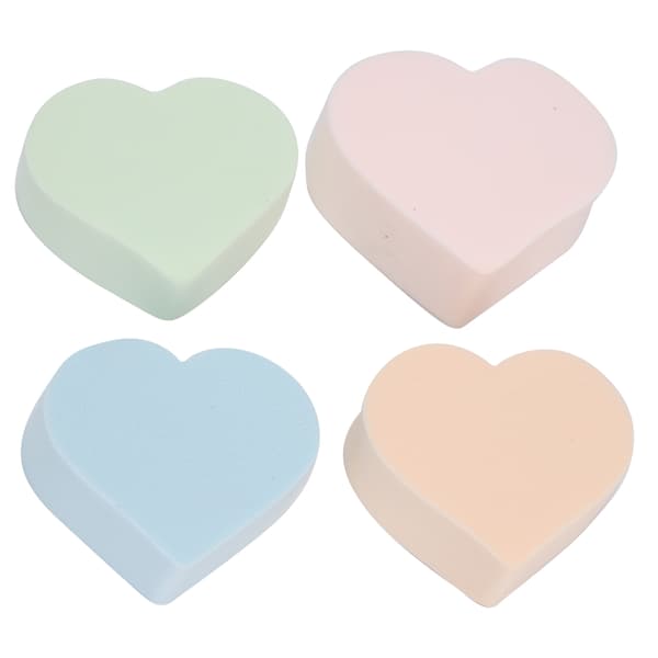 4 stk. Makeup Svamp Blød Hjerteform Våd Tør Brug Pudder Blush Foundation Blender Svamp