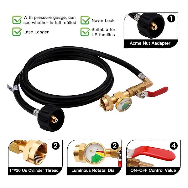Campinggrill (Type1-inlopp) 1LB Propangasbehållare Adapteranslutning