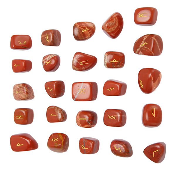25 st Runstenar Set Lycka till Healing Power Polerad Graverad Elder Alfabet Chakra Runstenar för inflyttning Redstone