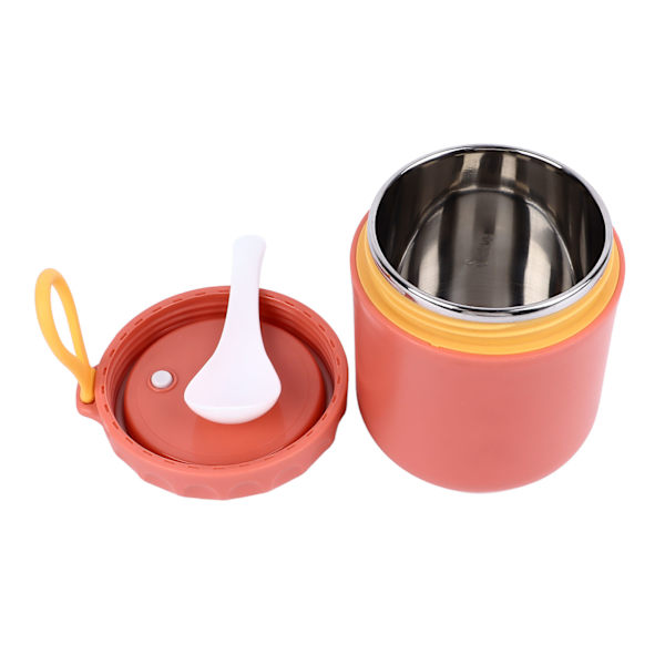 Isolerad matbehållare burk röd 400 ml rostfritt stål läckagesäker med sked termisk lunchburk för soppa varm mat barn
