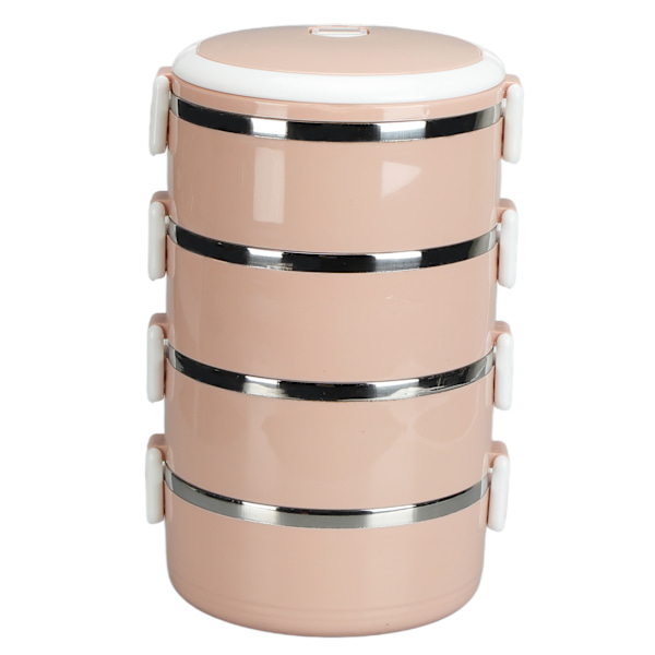 Bærbar 304 rustfrit stål Bento frokostboks termisk cylinder frokostbeholder madopbevaringsbeholdere til skolekontor udendørs fire lag nordisk pink