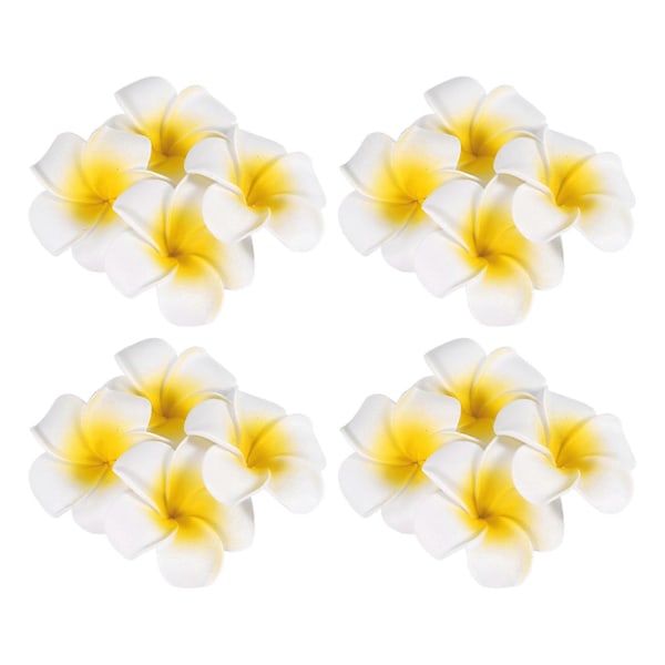 100 stk. hvide Hawaiian Frangipani kunstige Plumeria blomster i skum