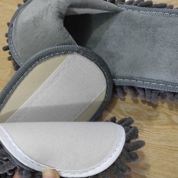 Harmaa avokärkinen moppitossu kotisiivoukseen (koko M: 39-41) Grey