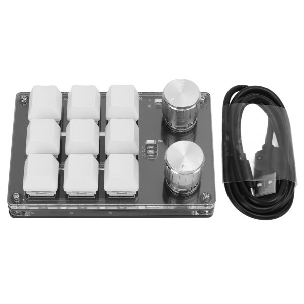 Trådlöst programmerbart kortkommando tangentbord USB Bluetooth Dual Mode 9 tangenter med knoppar Blå switch för Office Games Music