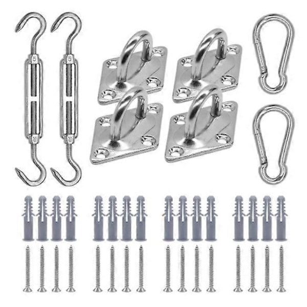 40-pak Shade Sail Hardware Kit til udendørs terrassehave Shade Sails, rustfrit stål rustsikker monteringshardware kit, Shade Sail tilbehør