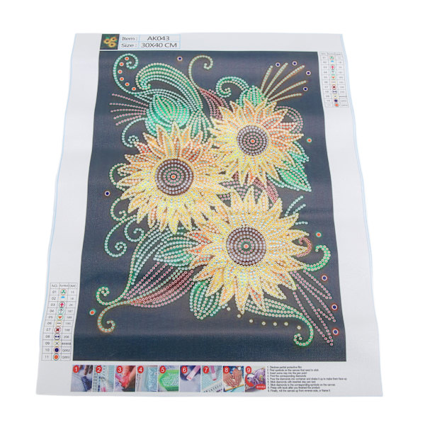 Rhinestone-målningssats Solrosmönster Blankt Utsökt DIY Hemväggsdekoration 5D Målning Konst 30x40cm