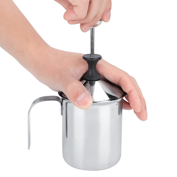 400 ml mælkeskummer i rustfrit stål med dobbelt net til kaffe og latte