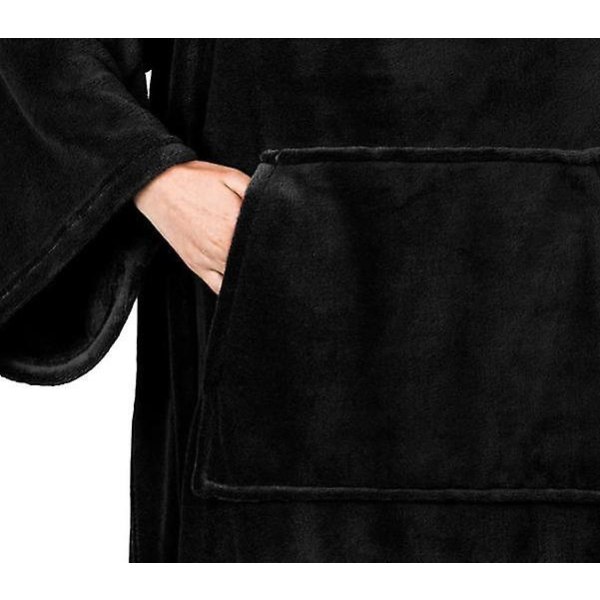 Mysig svartärmad bärbar filt, vintermjuk sherpa, vuxenstorlek, 170 * 200 cm