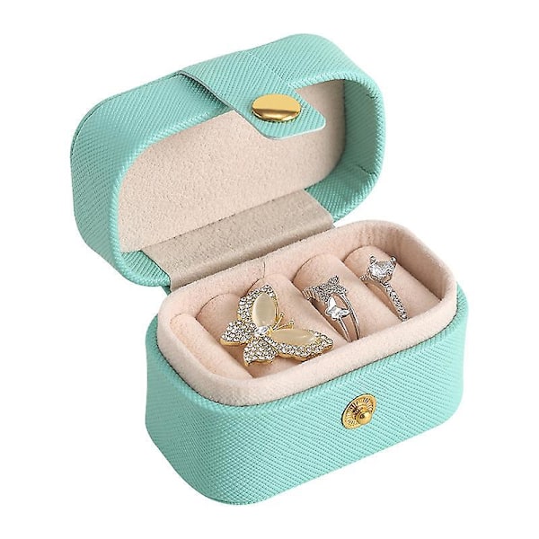 Mini Smykkeskrin Organizer: Rejsevenlig Opbevaring til Kvinder og Piger, PU Læder Display Stativ med Øreørings Plade (Blå)