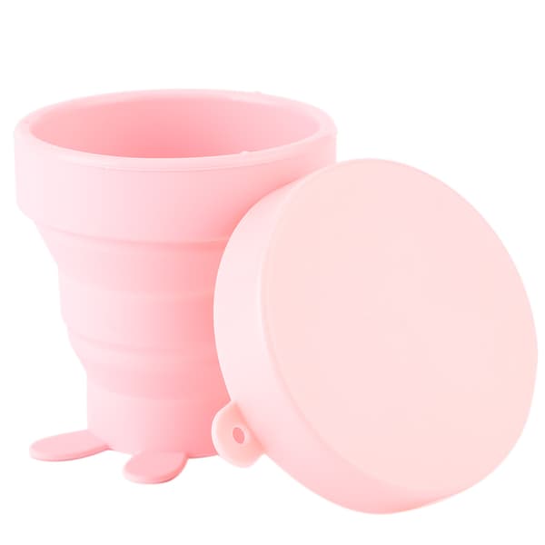 Bærbar foldbar silikone vandkop sammenklappelig rejsekop til udendørs camping picnic 170 ml pink