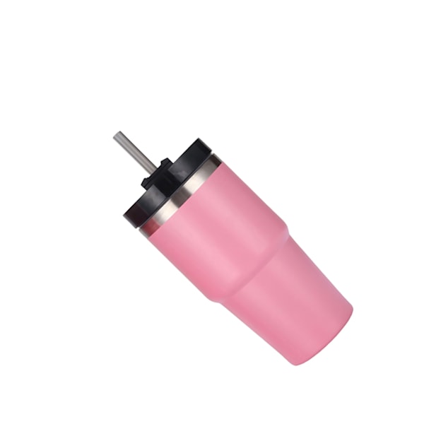Rustfrit Vakuumisoleret Tumbler med Sugerør Poleret Glans Holder Varmt Koldt Bil Vakuumisoleret Kop Pink 20oz