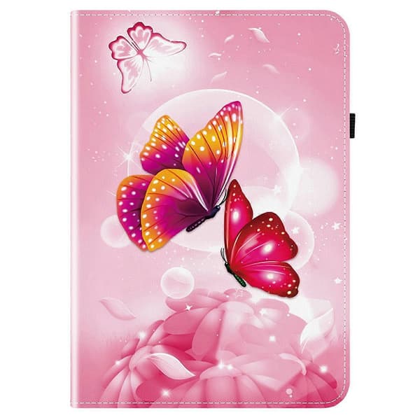 Leather Case for Lenovo Tab TB311FU with Pattern Print, Stand, and Card Slots Pink Pink Butterfly