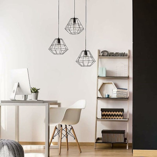Lampskärm, metall lampskärm, retro svart lampskärm, lämplig för kök, matsal, sovrum, hall (svart)