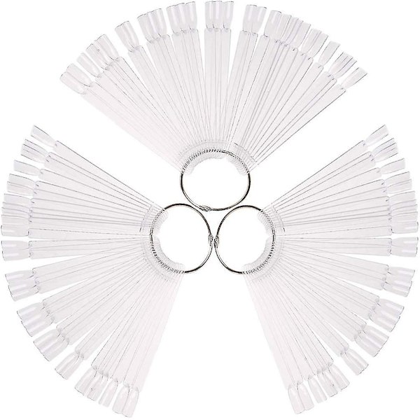 Klara fläktformade lösnagelswitches Nagelack Övning Display Konst Tips Nagelprovpinnar med metallring