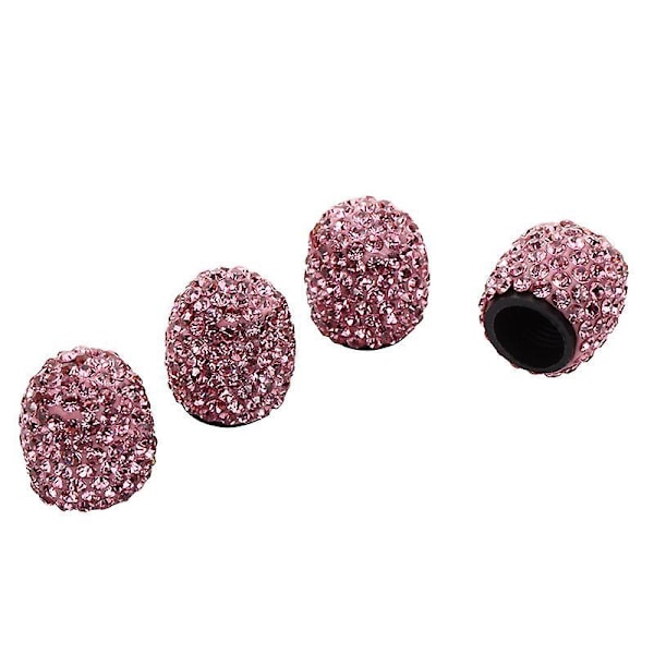 4 Pak Håndlavede Rhinestone Dækventilhætter Stilfulde Støvsikre Biltilbehør Universal Pasform