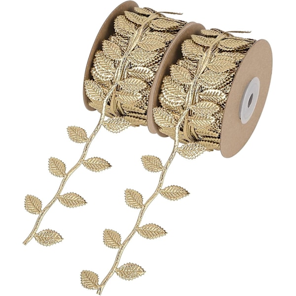 Guld blad girlang - 20 meter - DIY hantverk, presentinslagning, fest, bröllop, heminredning