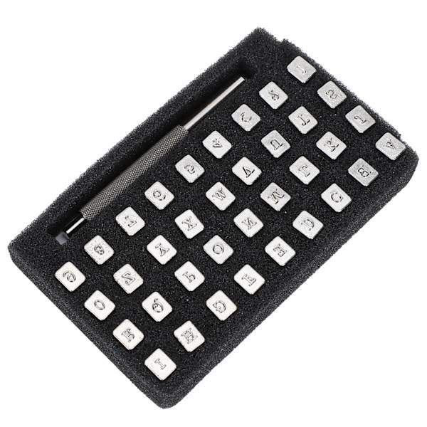 36 stk Lær Stempel Mønster Nummer Alfabet Punch Utskæring 1 stk Håndtak Håndverk DIY Verktøy 3,5 mm