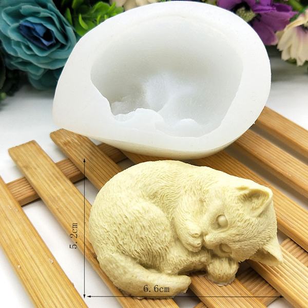 Silikone Katteform Sød Katte Sæbeform til Stearinlys Mousse Kageform 3D Tegneserie Kat Epoxyform DIY Bageform