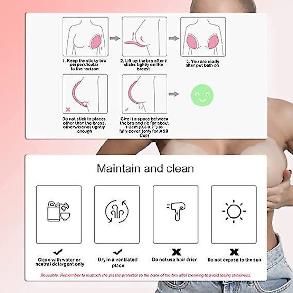 Osynlig axelbandslös silikonbehå - Rygglös push-up-behå för bröllop - Återanvändbart bröstvårtsskydd för kvinnor