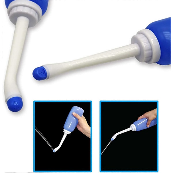 Bärbar Bidé, 500ML Resebidéflaska för Bidéspruta Fickmodell Eftervård med Munstycken Utomhuscamping Personlig Toalett Personlig Hygien, Blå