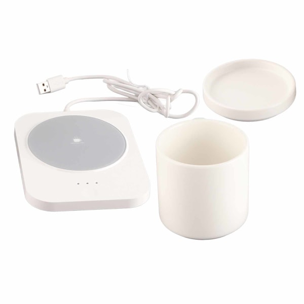 55℃ Mukikuppe Warmer USB-käyttöinen Maitokuppi Warmer 3 lämpötila-asetuksella Koti- ja Toimistopöydän Käyttöön Valkoinen