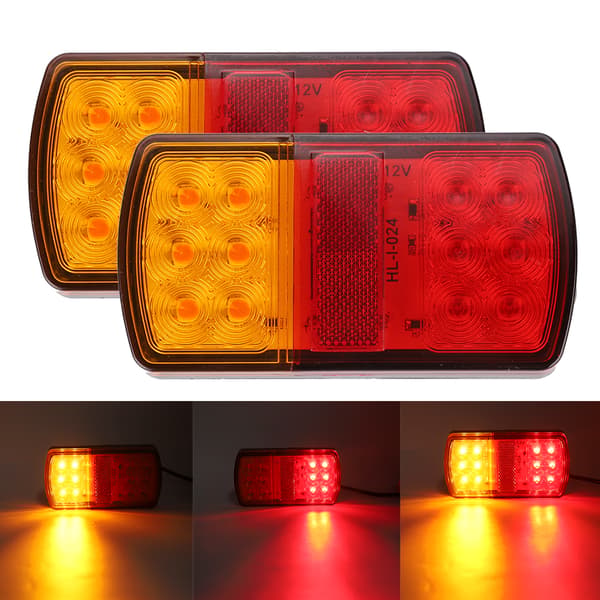 2 stk. 12V lastbil sidemarkeringslys 12LED dobbelt farve 6000K høj lysstyrke