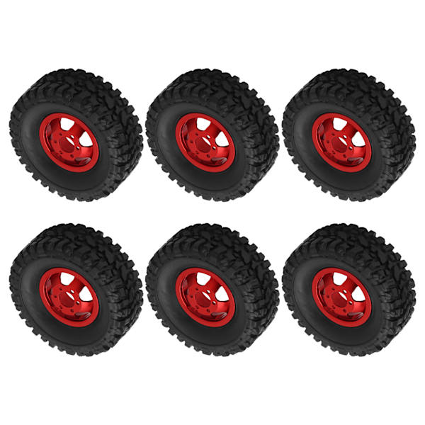 RC-gummidäck med aluminiumfälgnav för WPL C14 C24 C34 C44 B14 B24 B16 B36 4WD-bilmodell, röd