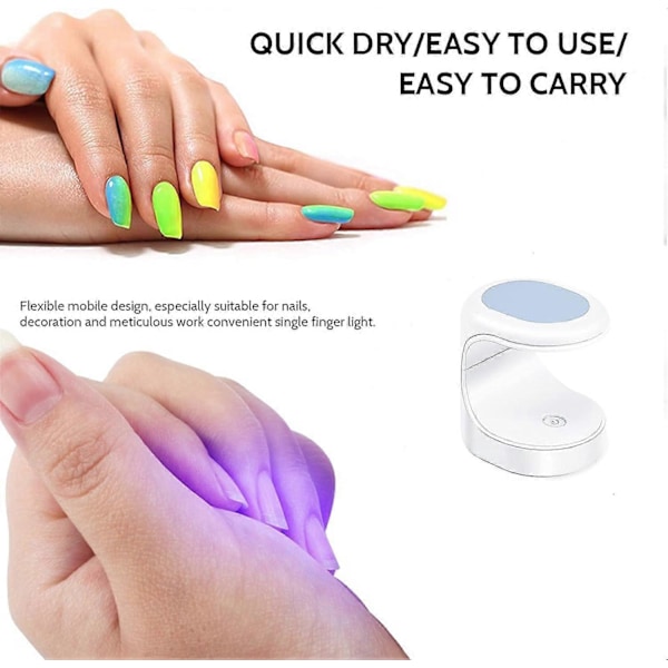 Mini UV Neglelakk Lampe, Negletørker UV Lampe for Gel Neglelakk, Bærbar Enkeltfinger Gel Neglelakk for Hjem og Neglesalong Blå