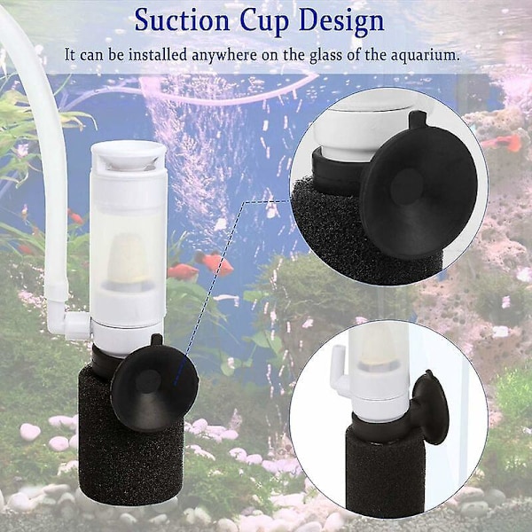 Akvariefilter Luftfilter med slange Akvarieluftfilter Akvarie Internt Filter Biokemisk Svampefilter til Akvarier Fisketank Damme (Uden Ox
