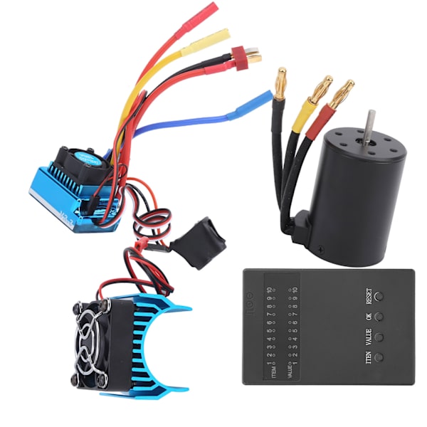 3650 Motor 2300KV+ 120A Borstlös ESC + Programmeringskort + Kylsänkesats för 1/10 RC-bil